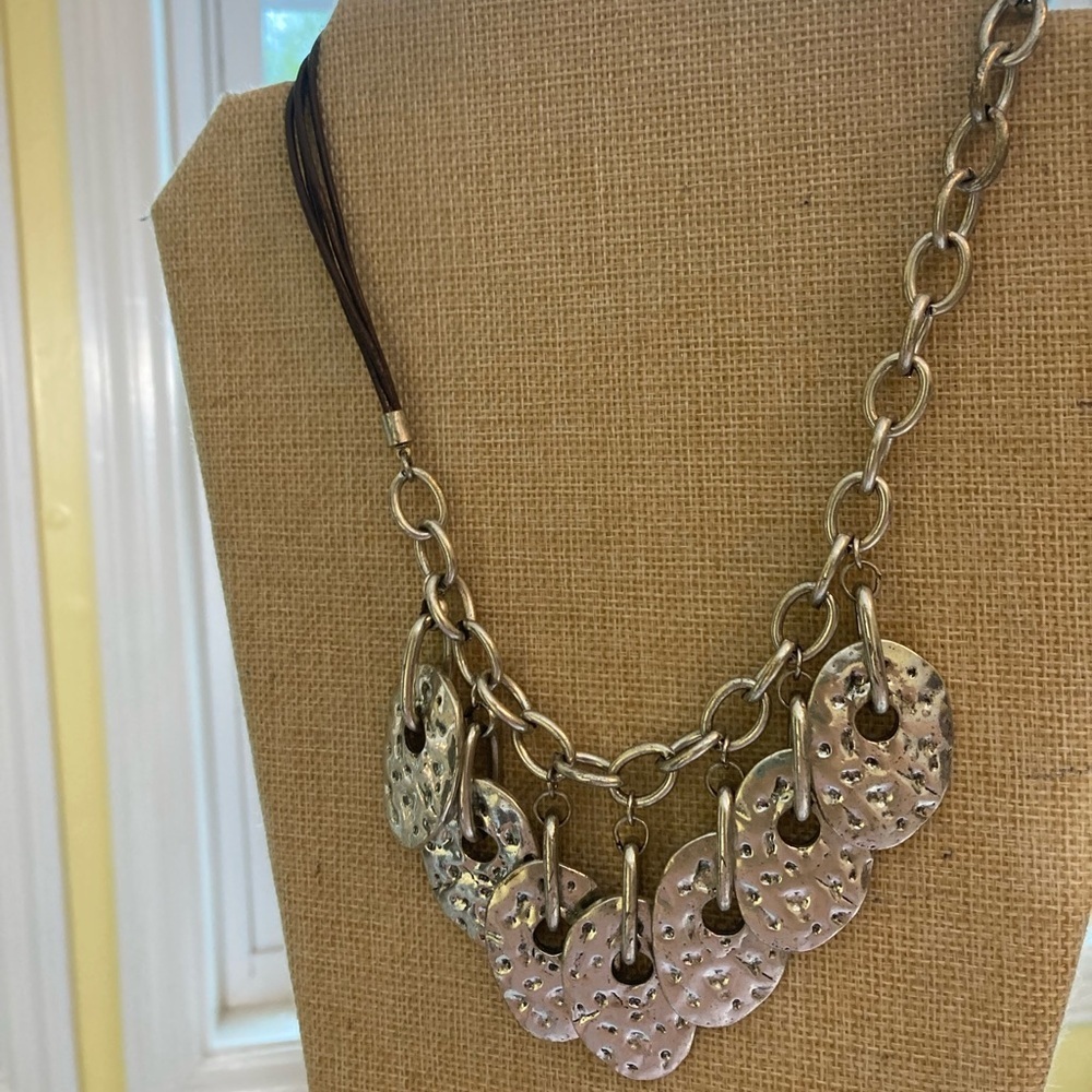 Hammered Brutalist Design Statement Necklace - image 2